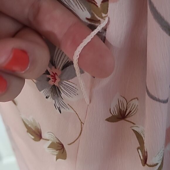 🎁3/$30🎁 Shift Dress Pink Floral w Matching Tie Waist sz L - Picture 3 of 7
